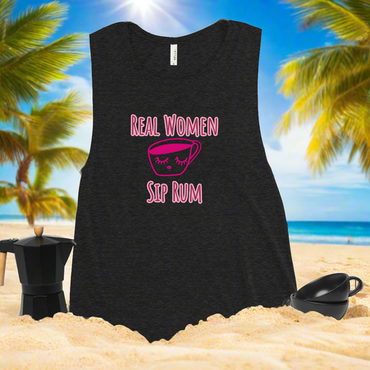 RUM/ALCOHOL THEMED - All The Single (And Married) Ladie's Fun and Airy Muscle Tank