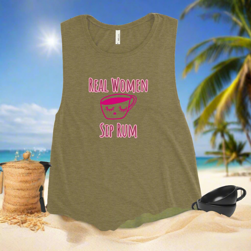 RUM/ALCOHOL THEMED - All The Single (And Married) Ladie's Fun and Airy Muscle Tank