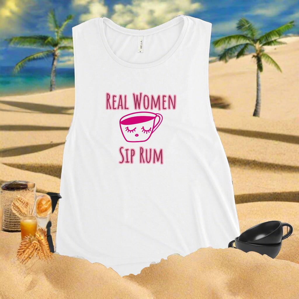 RUM/ALCOHOL THEMED - All The Single (And Married) Ladie's Fun and Airy Muscle Tank