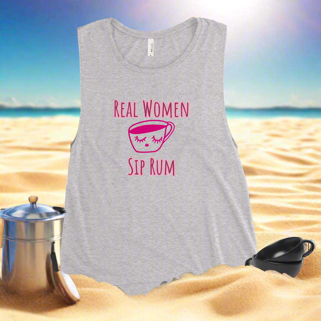 RUM/ALCOHOL THEMED - All The Single (And Married) Ladie's Fun and Airy Muscle Tank