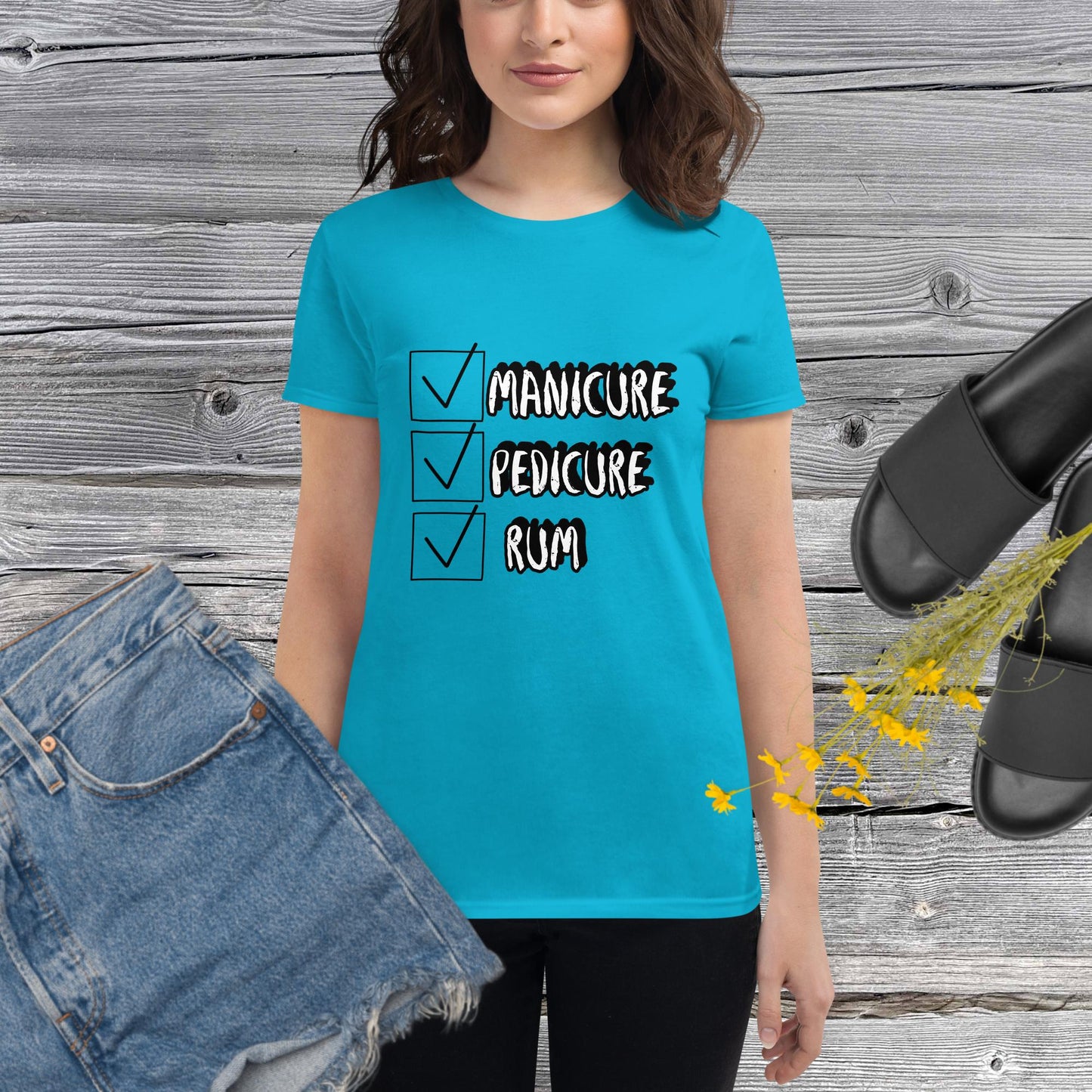 RUM/ALCOHOL THEMED - Yes, Please! Women's Short Sleeve Tee Shirt/T-Shirt